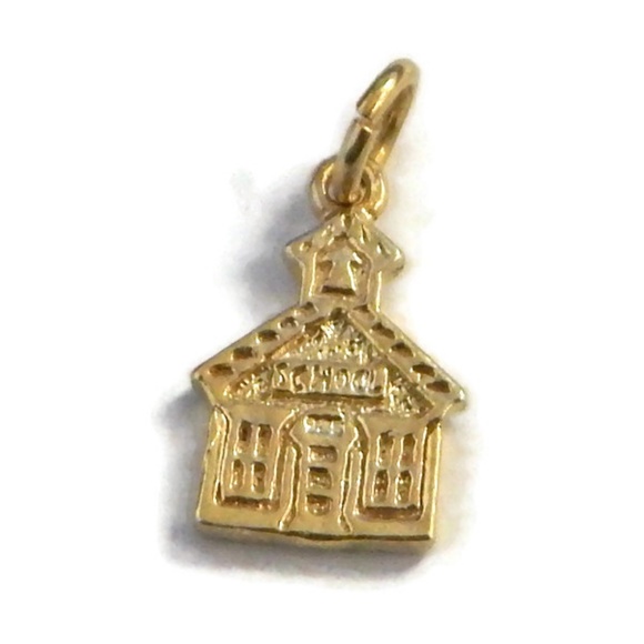 School House Charm Pendant 14k Yellow Gold!!